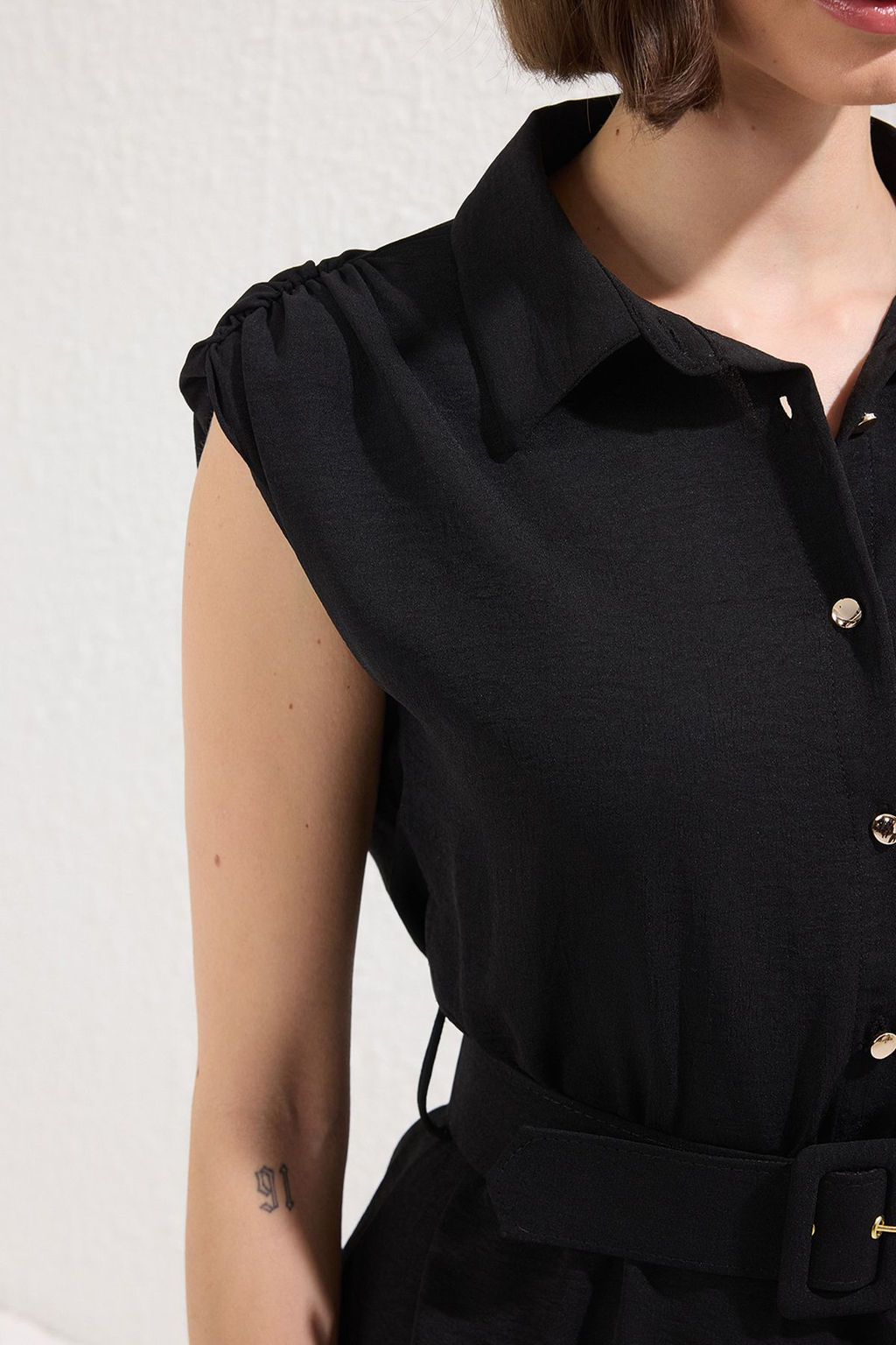 K?rm?z? Kemerli Duz A Kesim Kemerli K?sa / Mini Dokuma Elbise TWOSS25EL00551 - Trendyolmilla фото 7