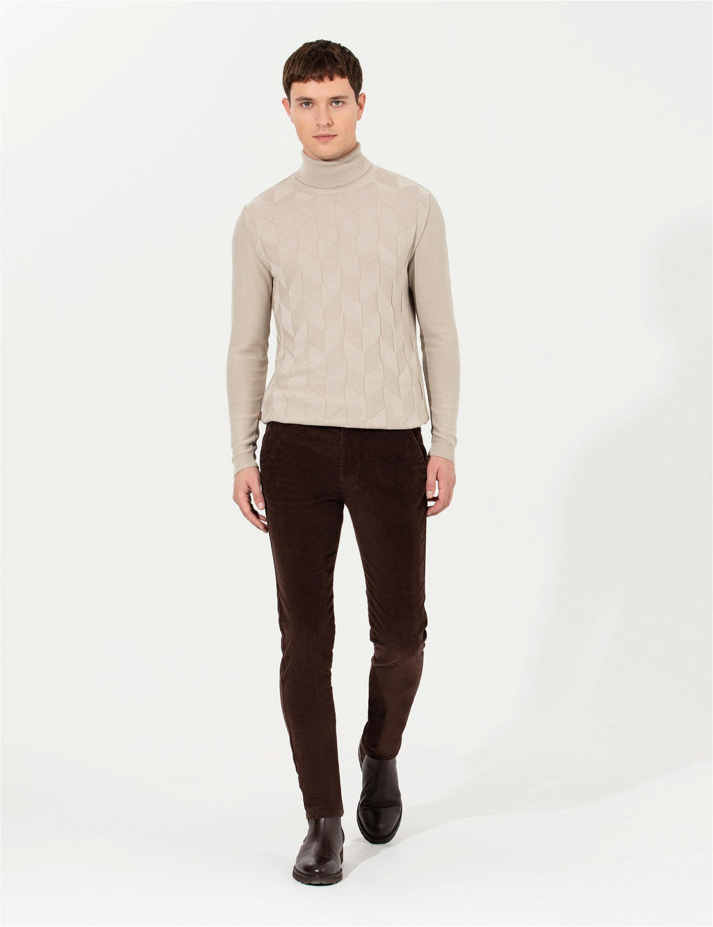 Koyu Kahverengi Slim Fit Kanvas Pantolon