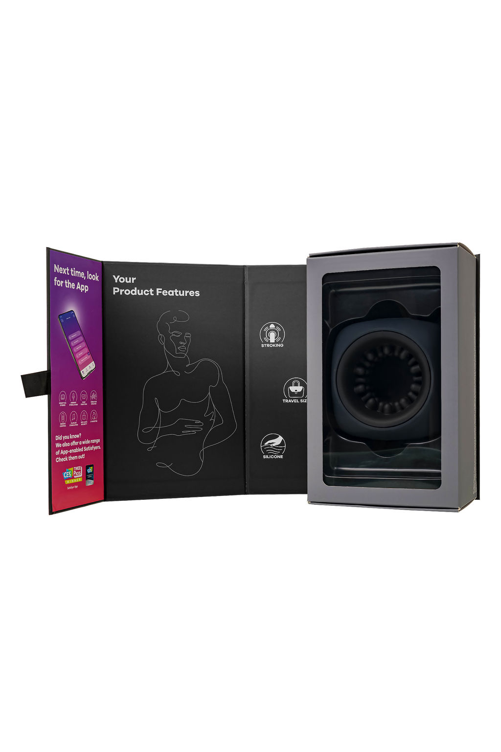 Вибромастурбатор нереалистичный Satisfyer Ring Stroker, силикон, чёрный, 9,1 см.