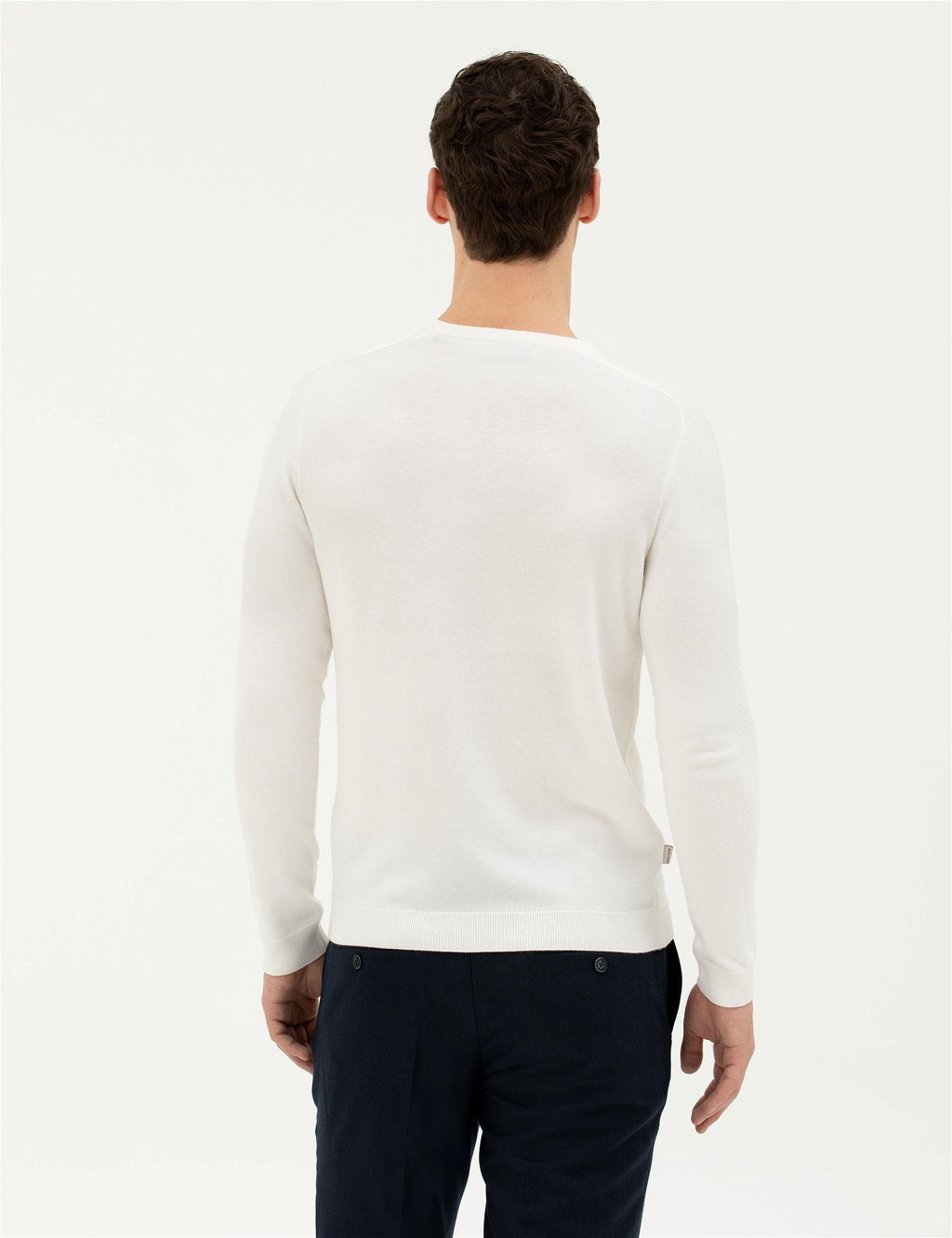 Ekru Slim Fit Bisiklet Yaka Triko Kazak - Pierre cardin фото 5