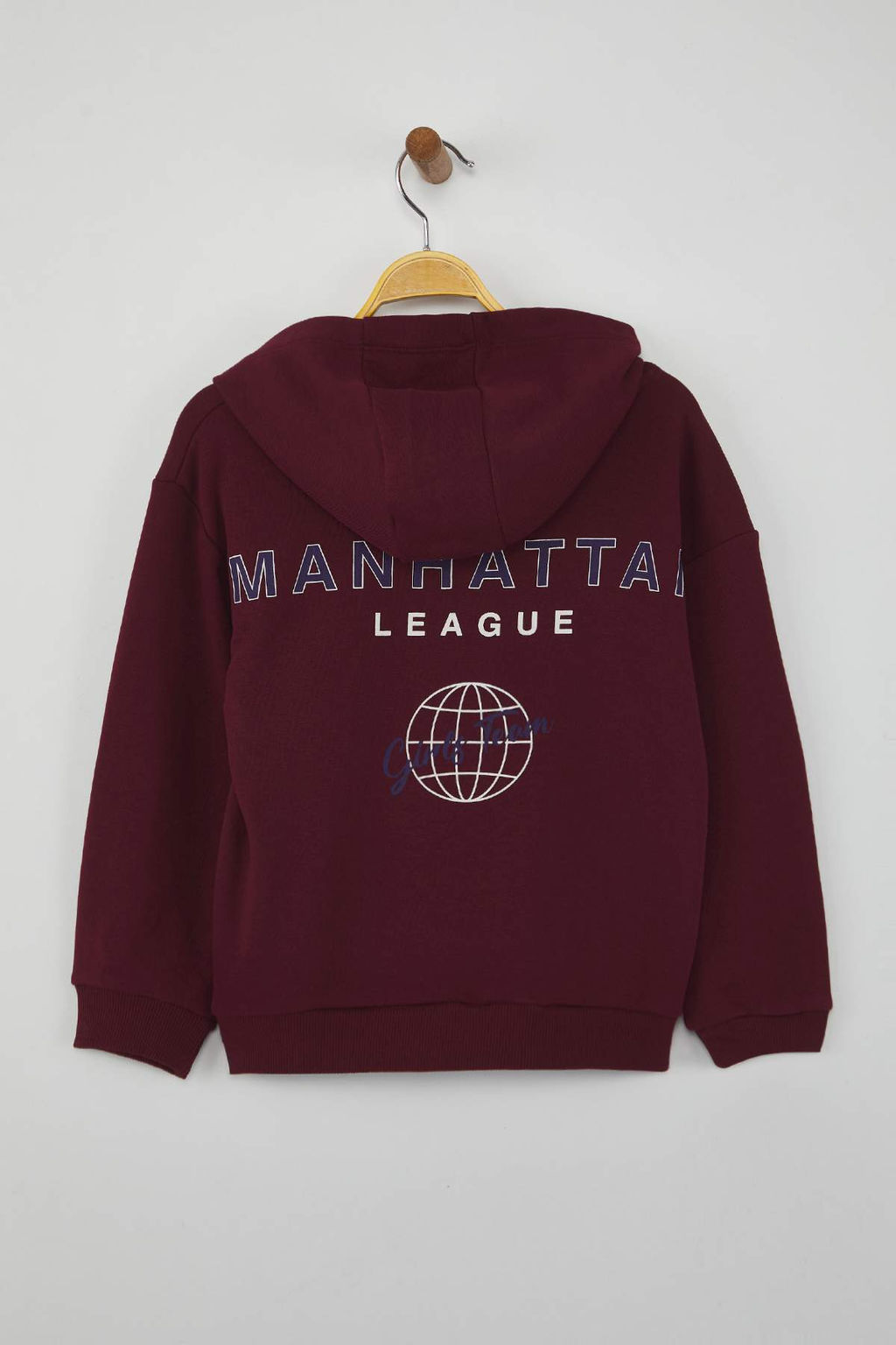 Bordo Pamuklu Slogan Bask?l? Kapusonlu Oversize Orme Unisex Cocuk Sweatshirt TKDAW26SW00010 - Trendyolmilla фото 3