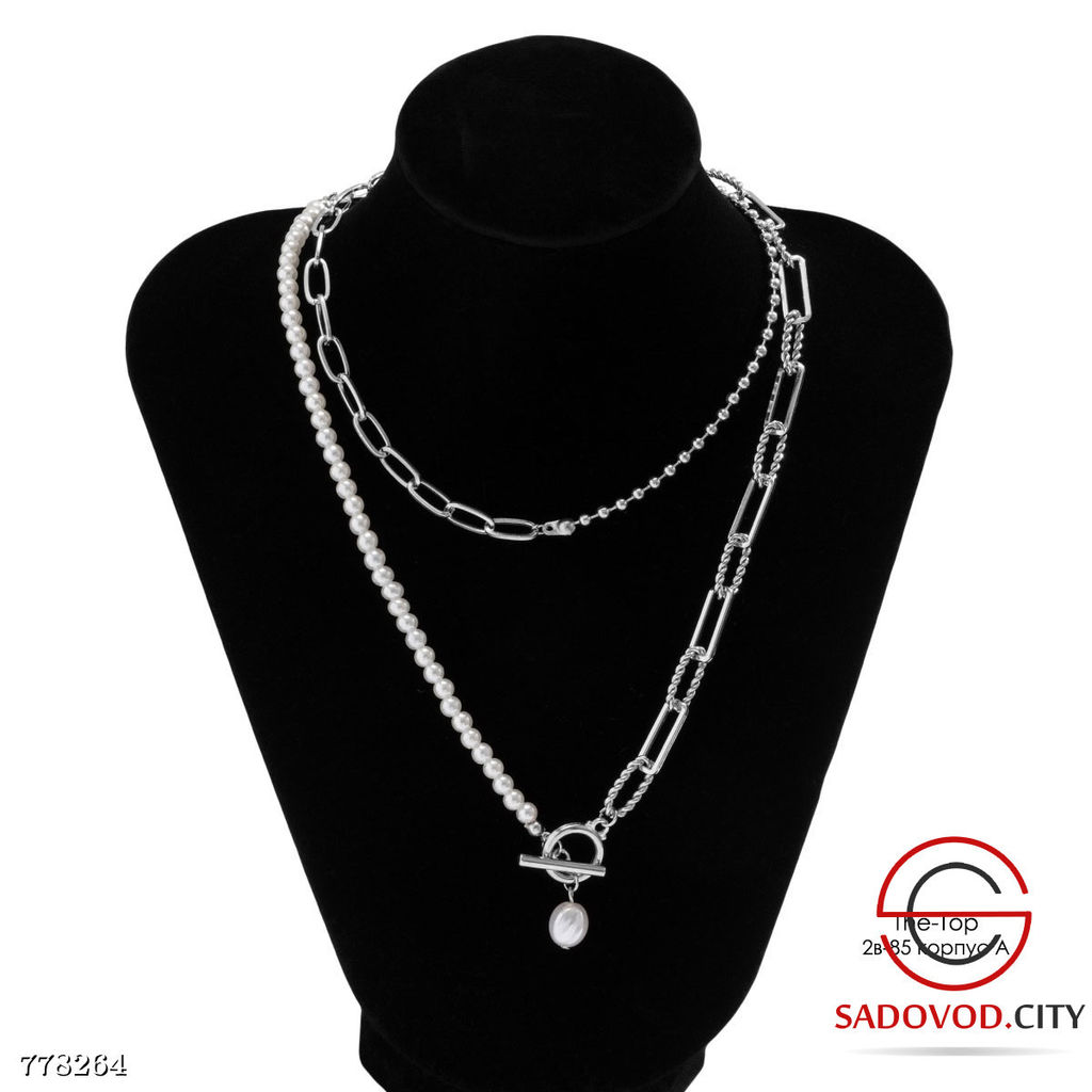 Ожерелье цепь с жемчугом - Bruno фото 4