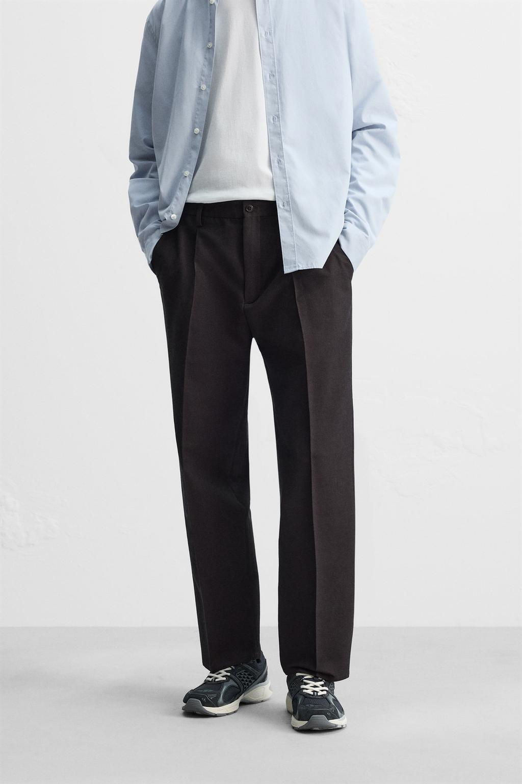 COTTON/WOOL PLEATED TROUSERS - Zara фото 12