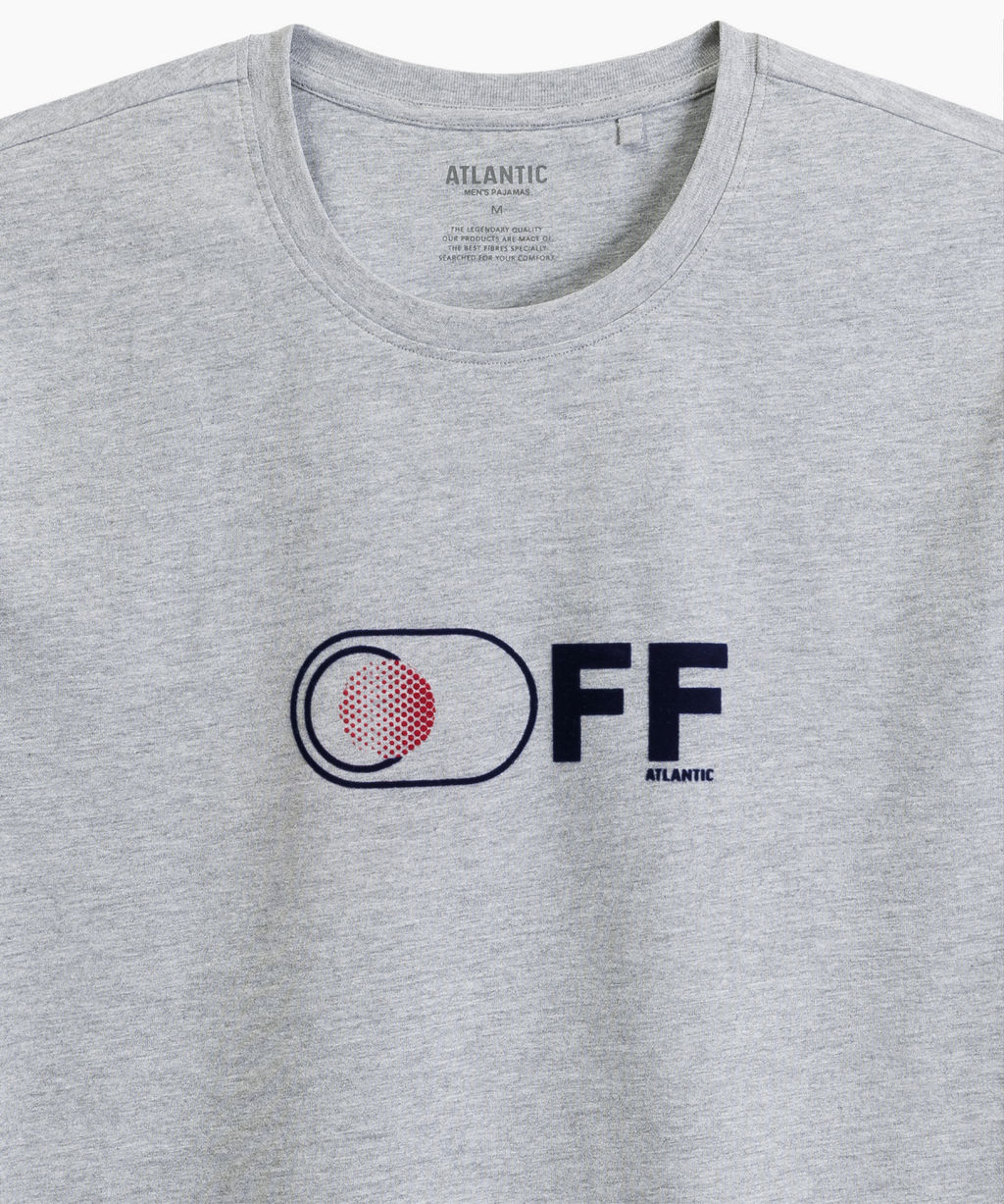 ATLANTIC NMP-395 Пижама мужская Off светло-серый меланж + темно-синий  фото 4