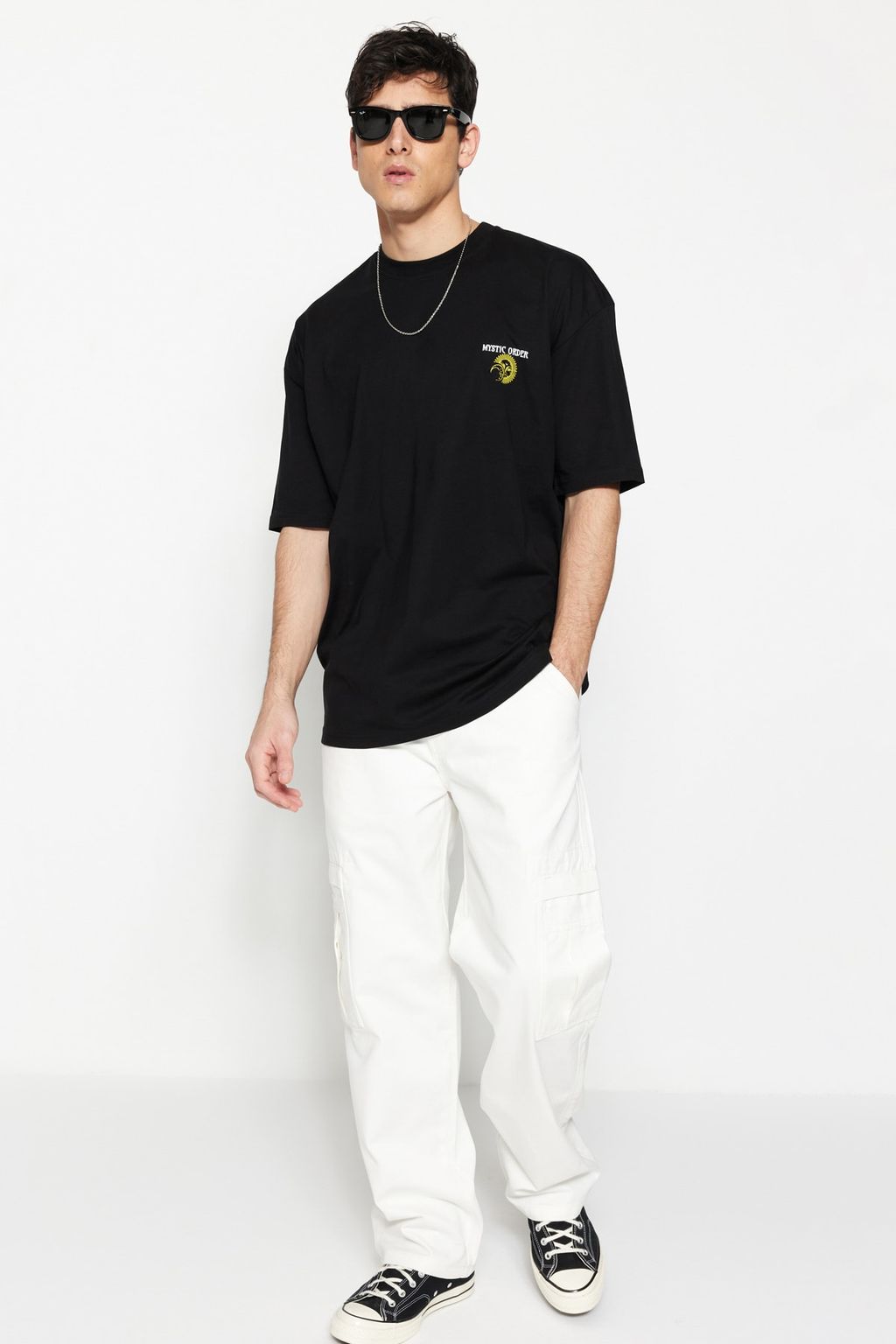 TRENDYOL MAN Ekru Oversize/Genis Kesim K?sa Kol Mistik Bask?l? %100 Pamuklu T-Shirt TMNSS23TS00165 - Trendyolmilla фото 16