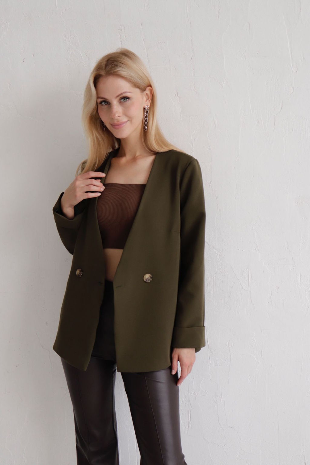 Двубортный жакет без лацканов - Martichelli фото 15