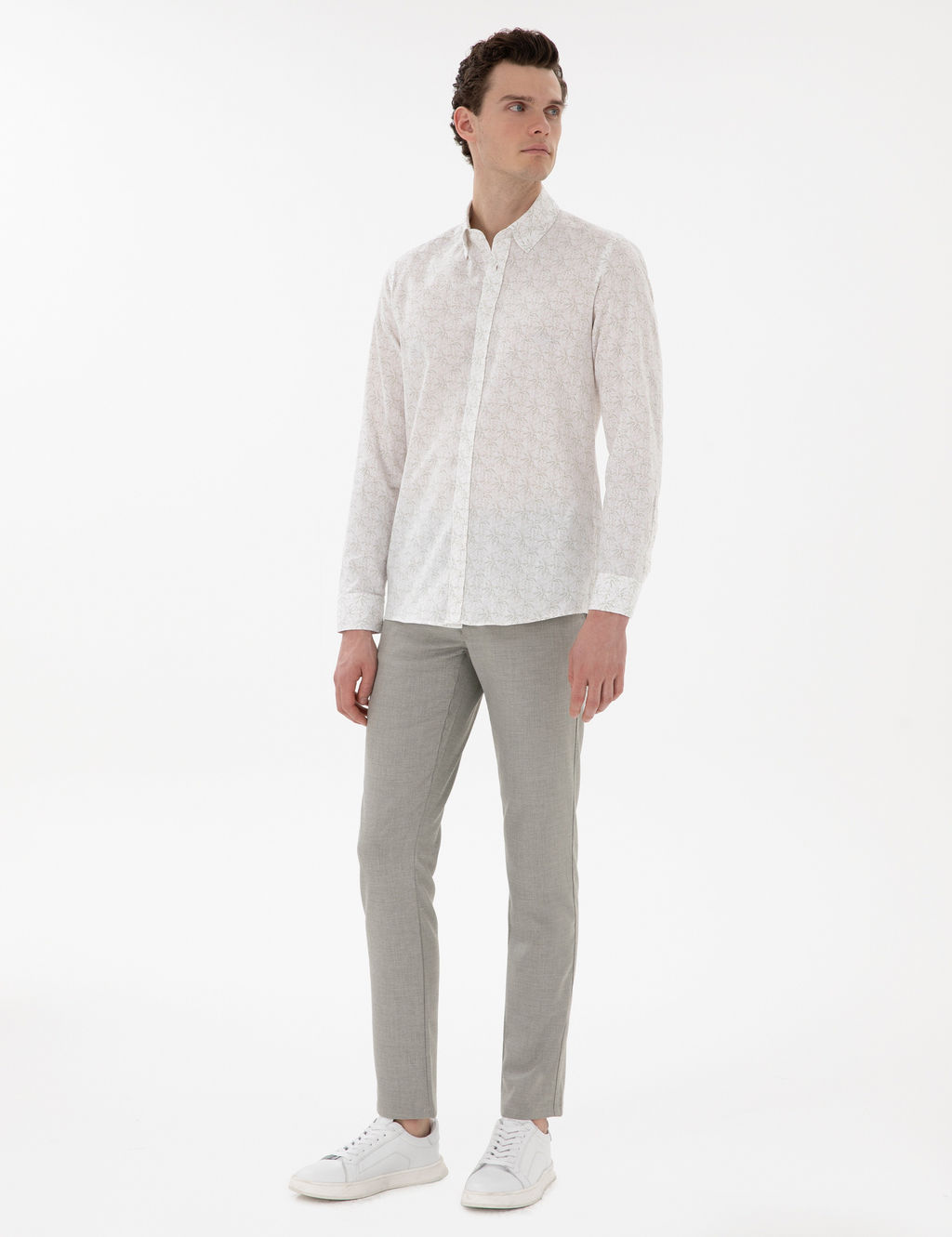 Haki Slim Fit Yazl_k Kanvas Pantolon