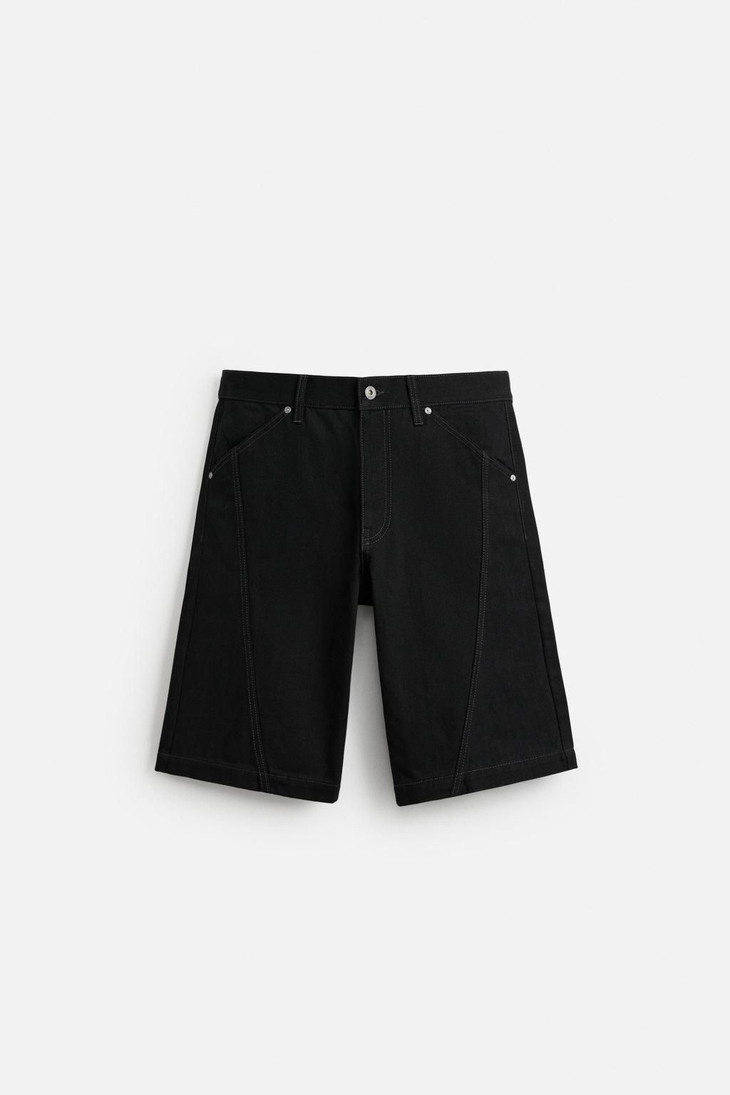 BAGGY FIT DENIM BERMUDA SHORTS WITH STITCHING - Zara фото 15
