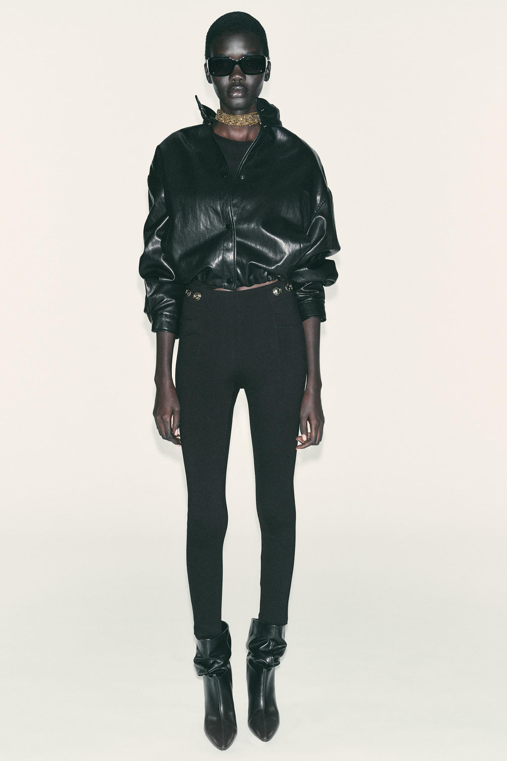 LEGGINGS WITH GOLD BUTTON DETAIL - Zara фото 4