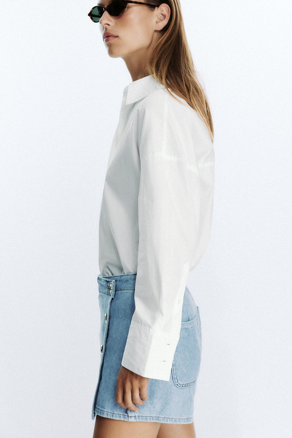 Z1975 DENIM SKORT WITH WRAP-OVER BUTTON DETAIL - Zara фото 5