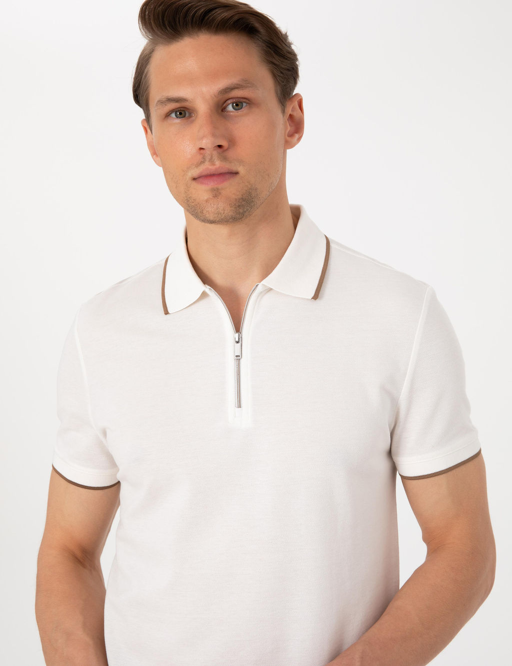 Ekru Slim Fit Polo Yaka Ti__rt - Pierre cardin фото 2