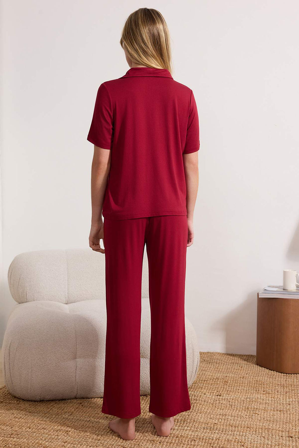 Bordo Kalp Nak?sl? Yakal? Viskon Orme Pijama Tak?m? THMSS26PT00049 - Trendyolmilla фото 4