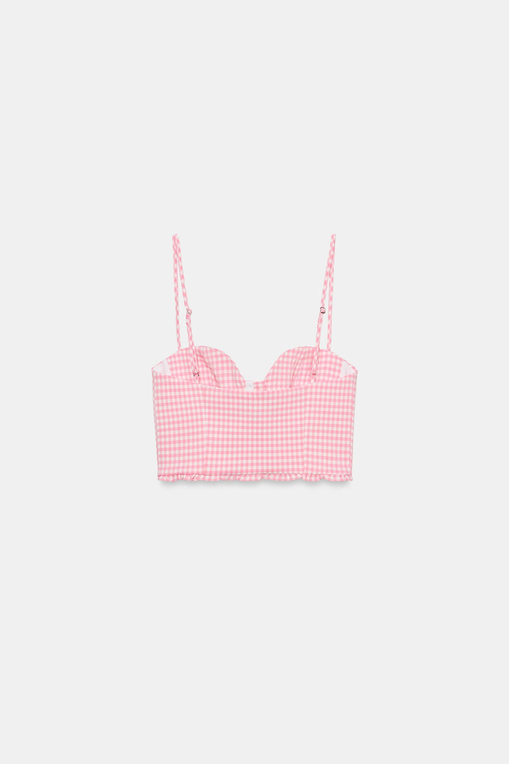 TOP CROP VOLANTE CUADRO VICHY / Rosa