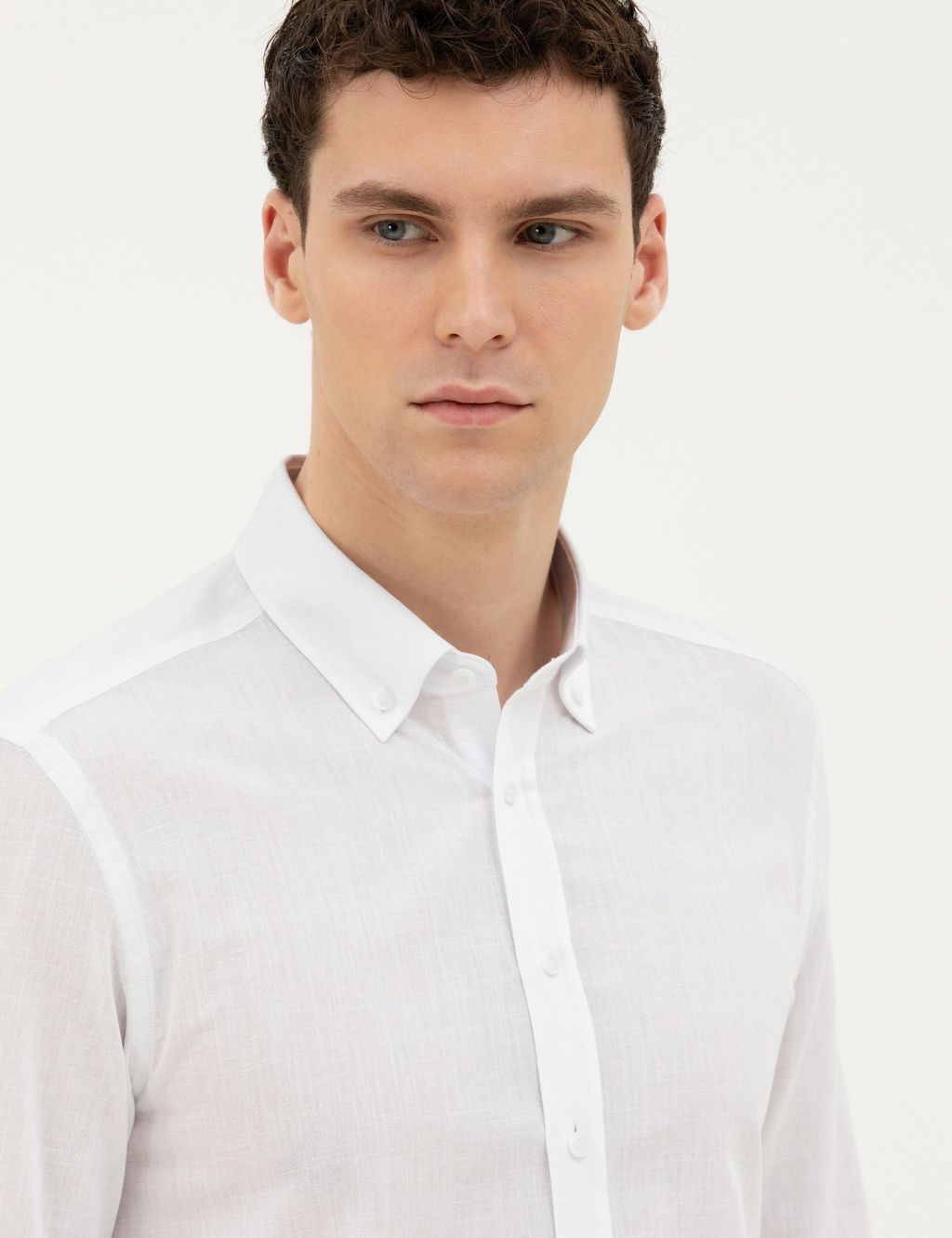 Рубашка Pierre Cardin Slim Fit белая с длинным рукавом