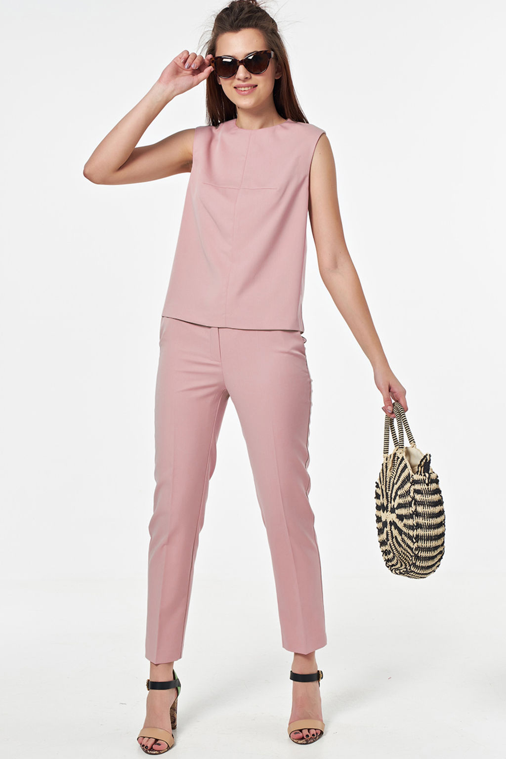 Костюм летний брючный с топом персиковый - Fly фото 27
