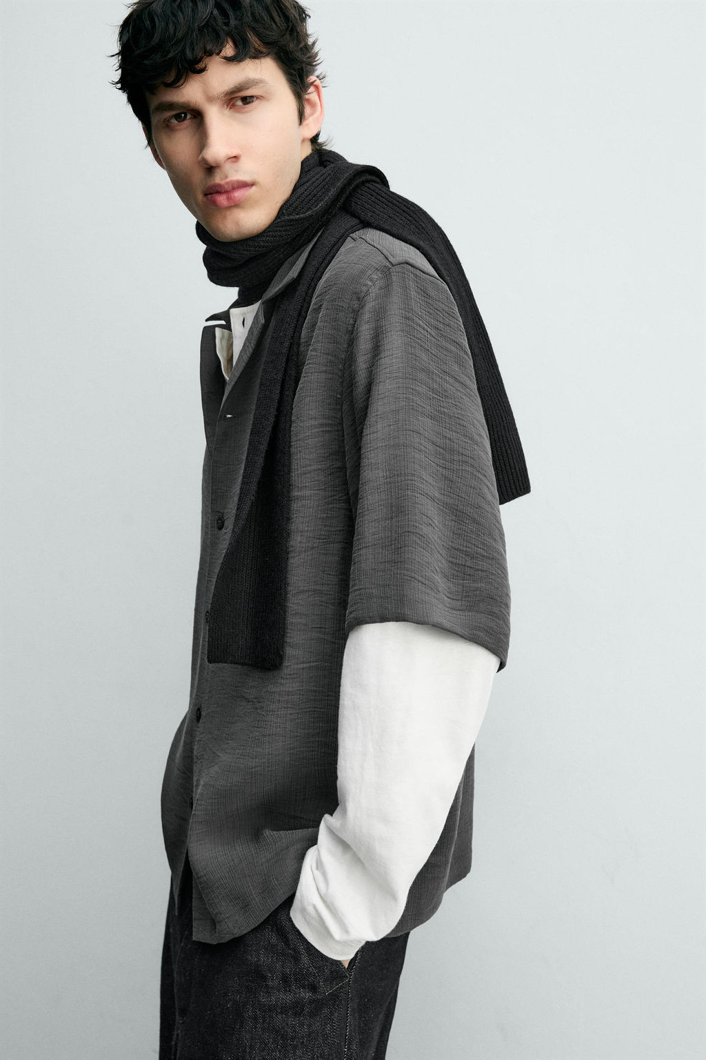 Рубашка Camisa Fluida Estructura серая