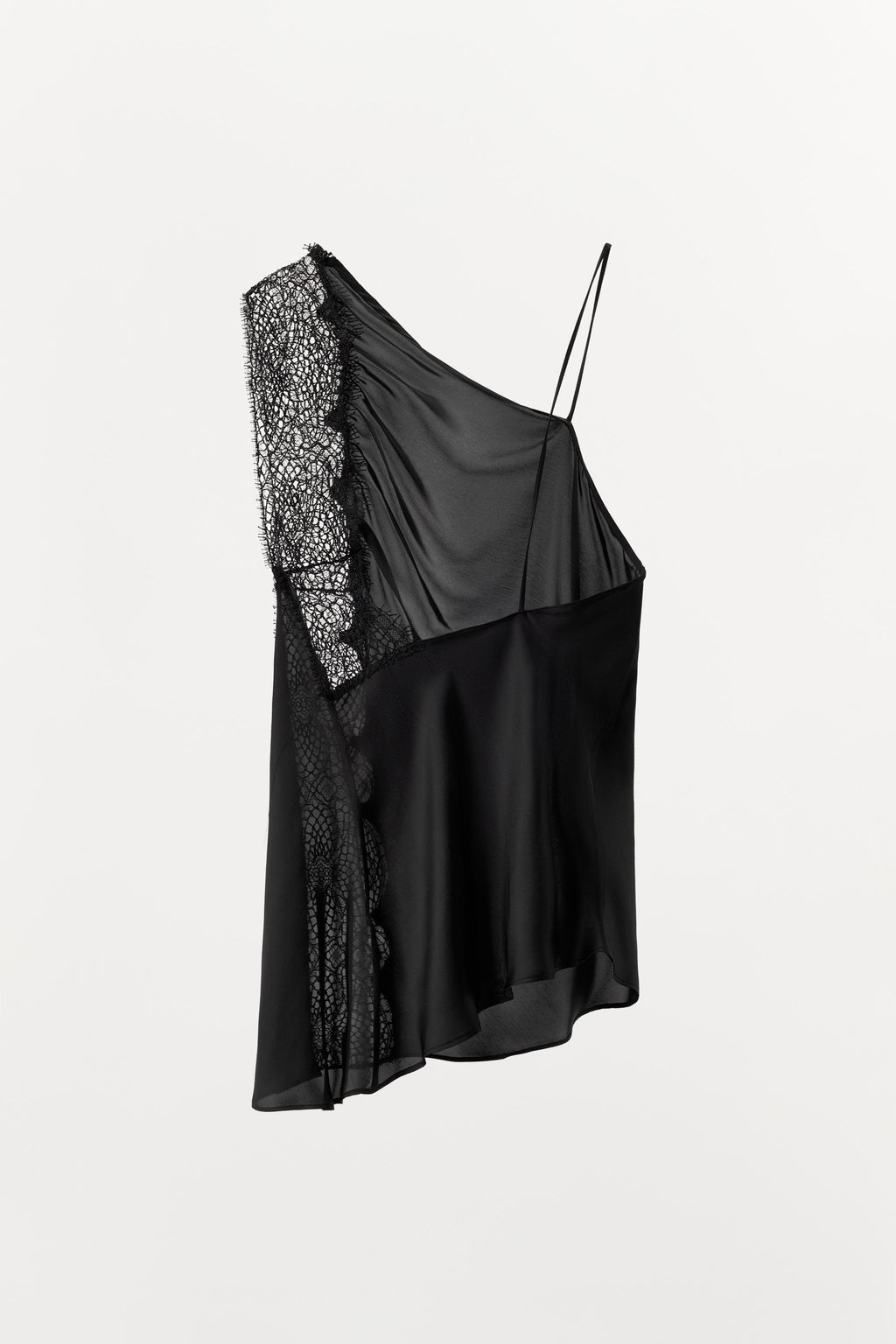 ASYMMETRIC SATIN TOP WITH LACE - Zara фото 4