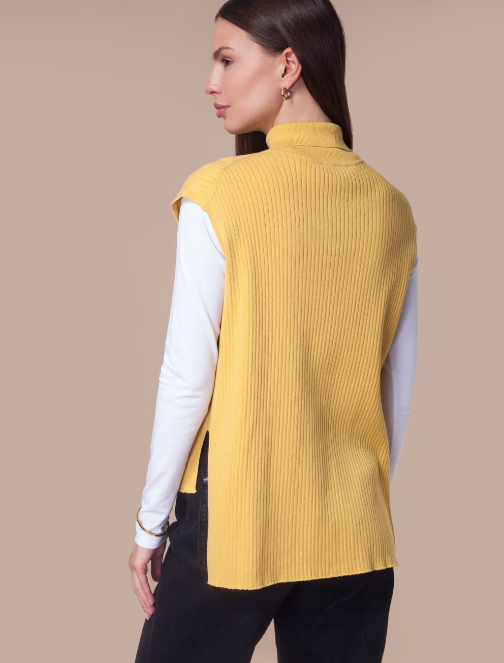 VILATTE / Жилет из хлопка с высокими разрезами и удлиненной спинкой  фото 5