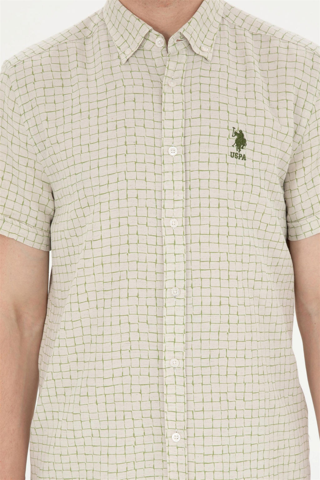 Мужская зеленая рубашка с коротким рукавом Неожиданная скидка в корзине - U.s. polo assn фото 6