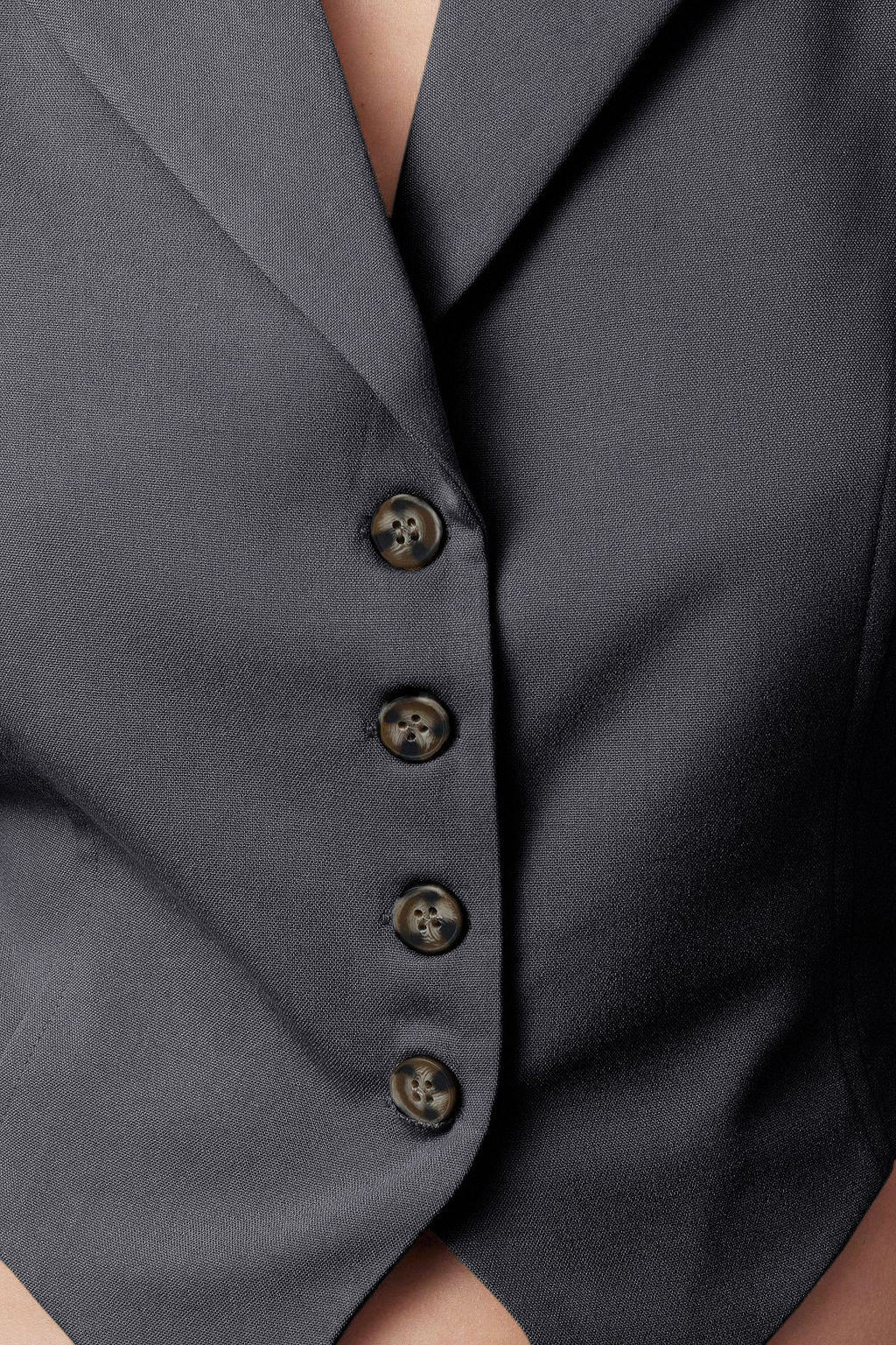 TRENDYOLMILLA Vizon Fitted Dugme Detayl? Crop Dokuma Yelek TWOAW25YE00069  фото 5