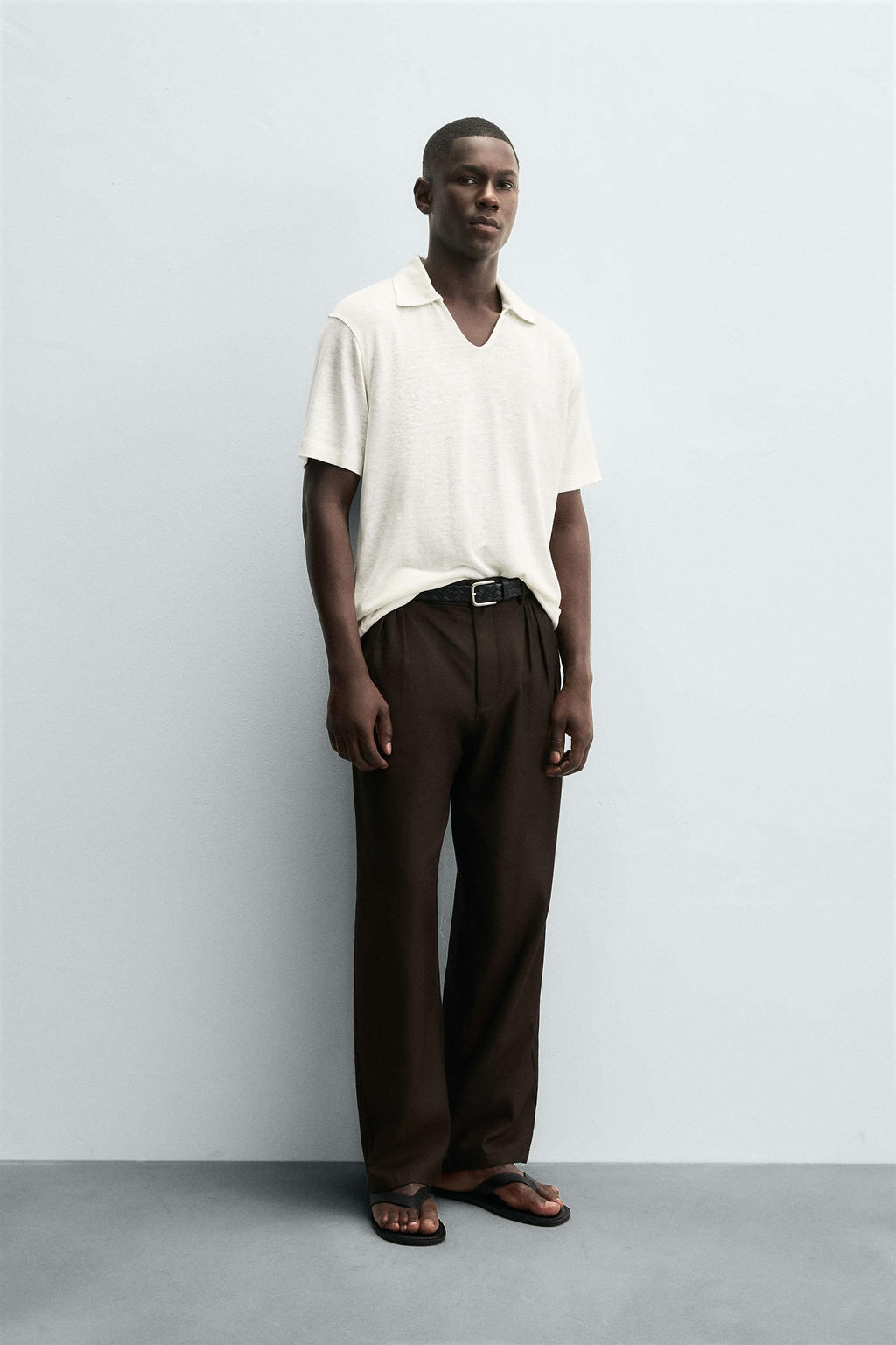 HEMP/VISCOSE KNIT POLO SHIRT - Zara фото 4