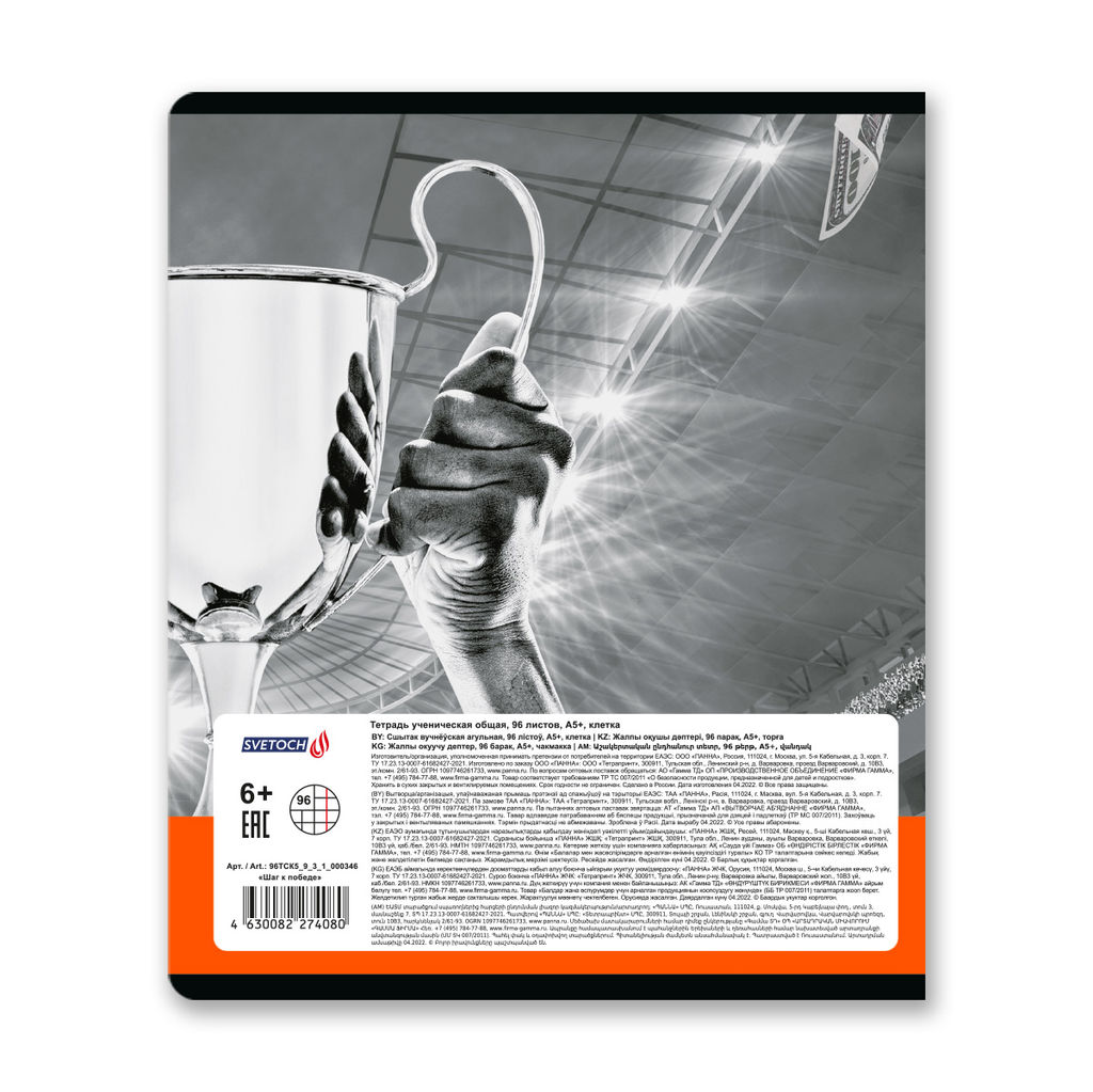 Светоч 96ТСК5_9_3_1 Тетрадь ученическая общая, неоновая краска, A5 96 л. на скобе 65 г/кв.м , белизна 100 % 5 шт. клетка 000346 Шаг к победе  фото 9