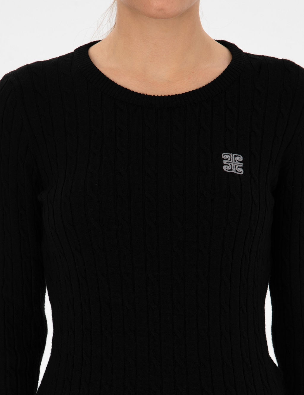 Siyah Slim Fit Basic Kazak
