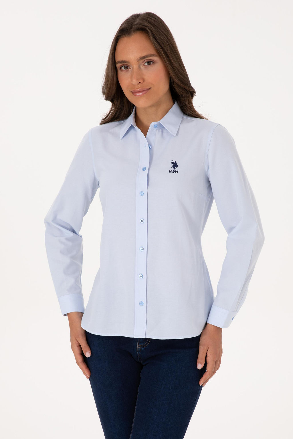 Kad_n A__k Mavi Uzun Kollu Basic G_mlek Sepette S_rpriz _ndirim - U.s. polo assn фото 8