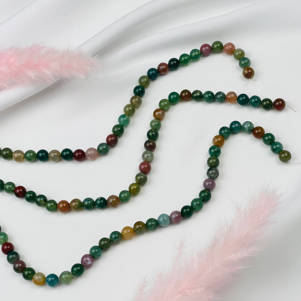 Бусины для рукоделия из Агата мохового (Индия)