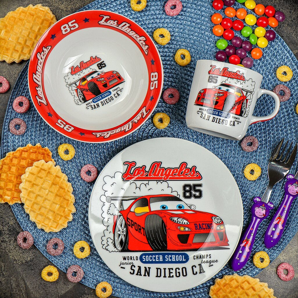 Набор детский 3пр Болид (тарелка 17,5см, салатник 15см, кружка 230мл) под/уп C623# (350703) /DANIKS/  фото 8