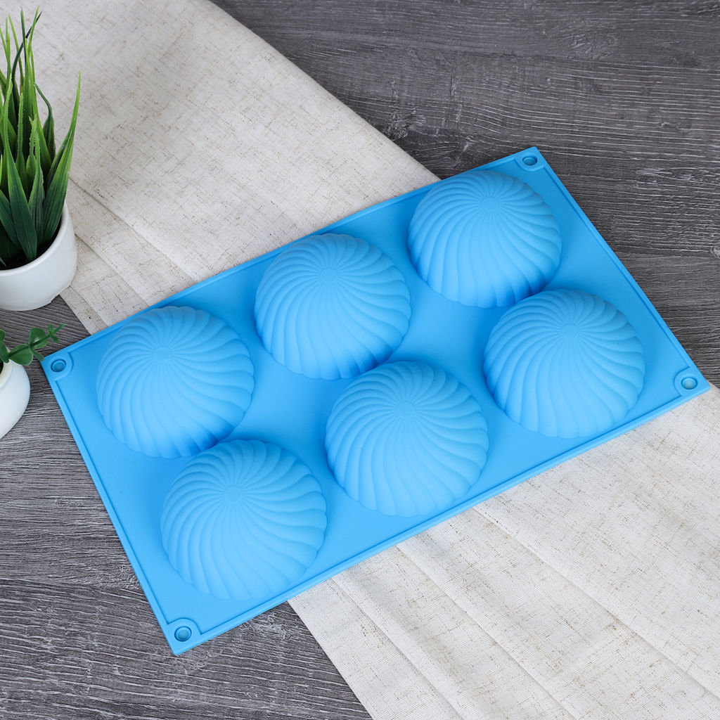 Форма для выпечки силикон. 6 ячеек, 28*16,8*3,2см Полусфера фактурная арт HL-070 (726009)