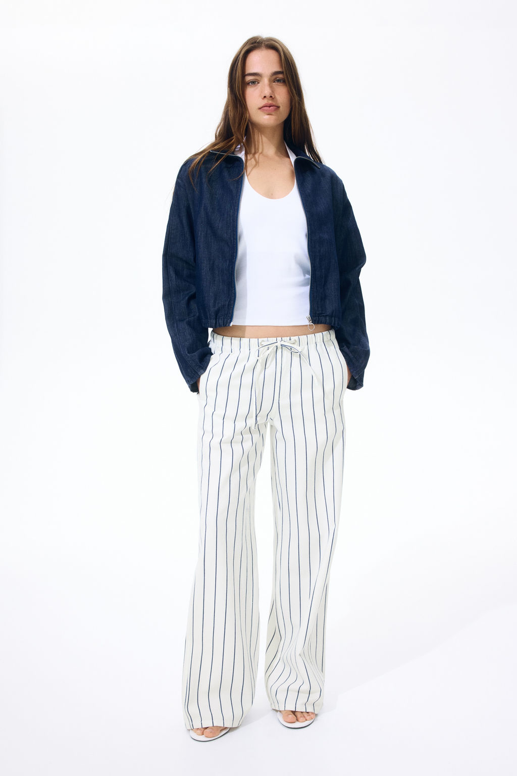 Pantal?n denim con cord?n de ajuste - H&m фото 2