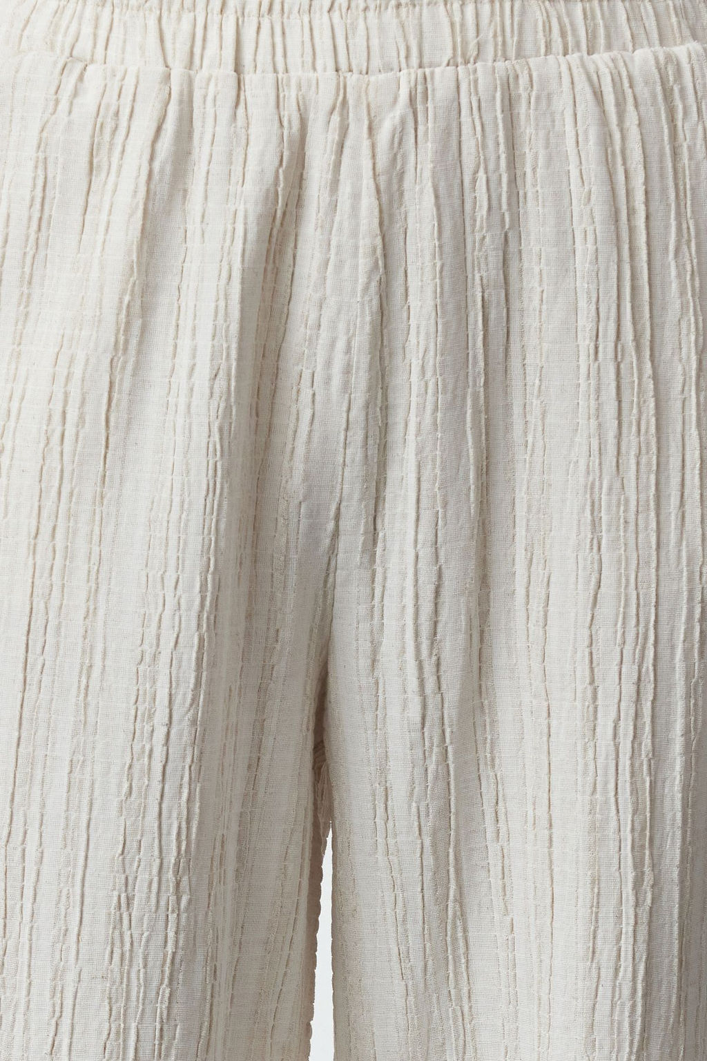 Ekru Beli Lastikli Dokulu Kumas Bootcut Dokuma Pantolon TWOSS24PL00142