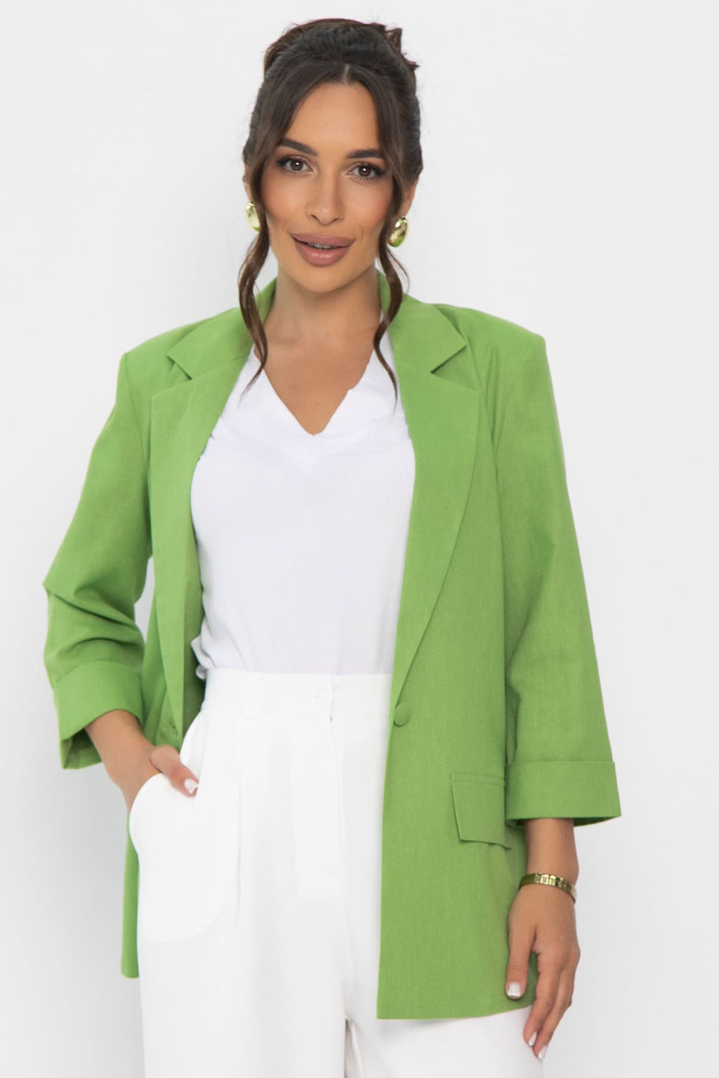 Пиджак льняной Мэрлин (зеленый) Б15429-7М