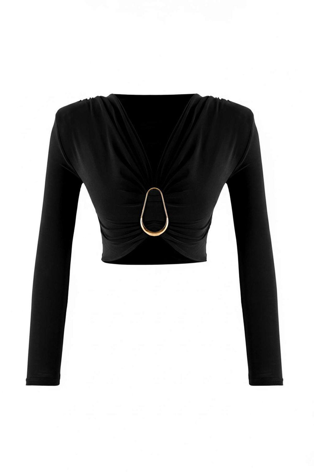 Siyah Toka Detayl? V Yaka Uzun Orme Sandy Party Bluz TPRAW26BZ00063 - Trendyolmilla фото 5