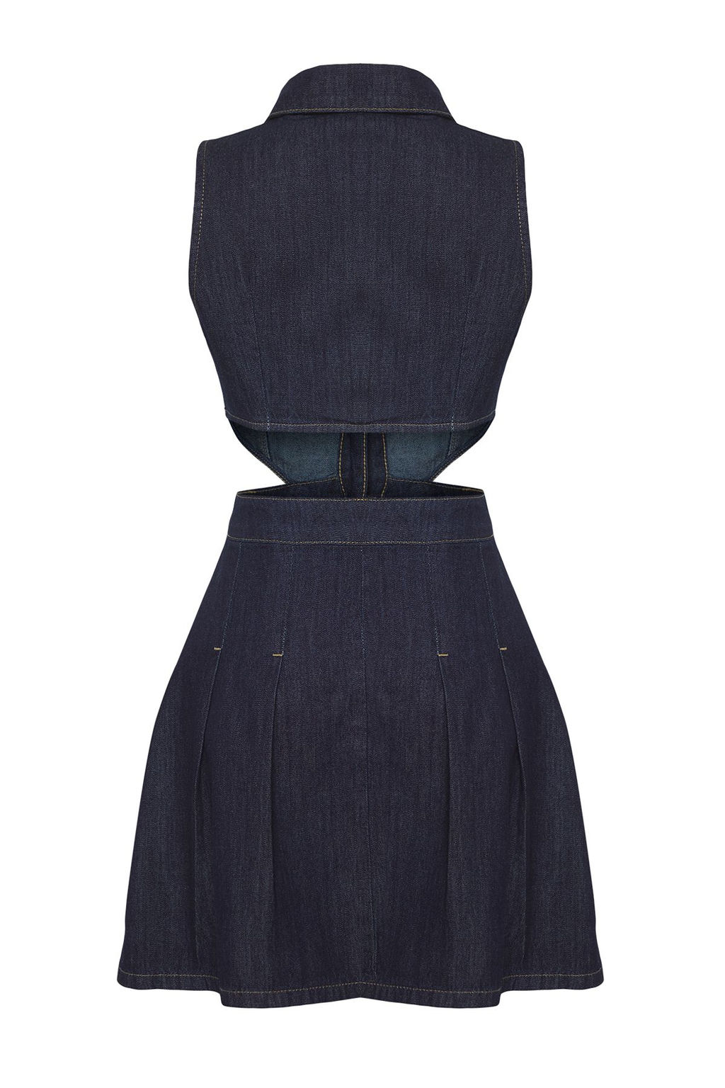 TRENDYOLMILLA Limited Edition Koyu Mavi Cut-Out Pencere Detayl? Gomlek Yaka Mini Denim Elbise TWOSS25EL00505  фото 4