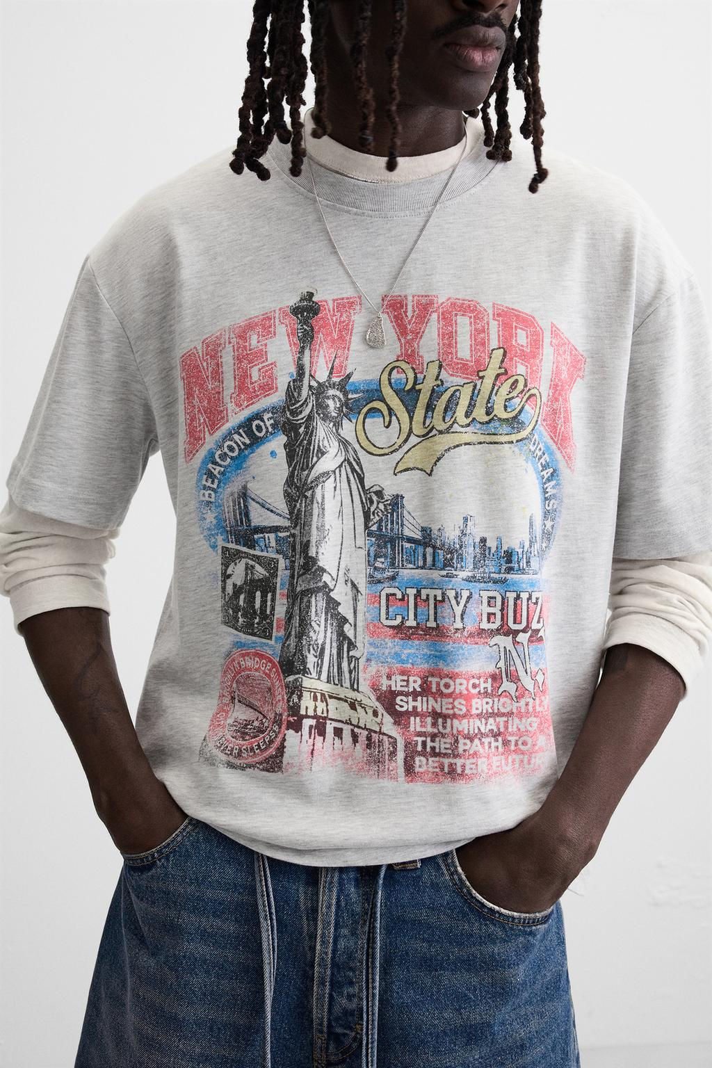 WASHED PRINT T-SHIRT - Zara фото 7