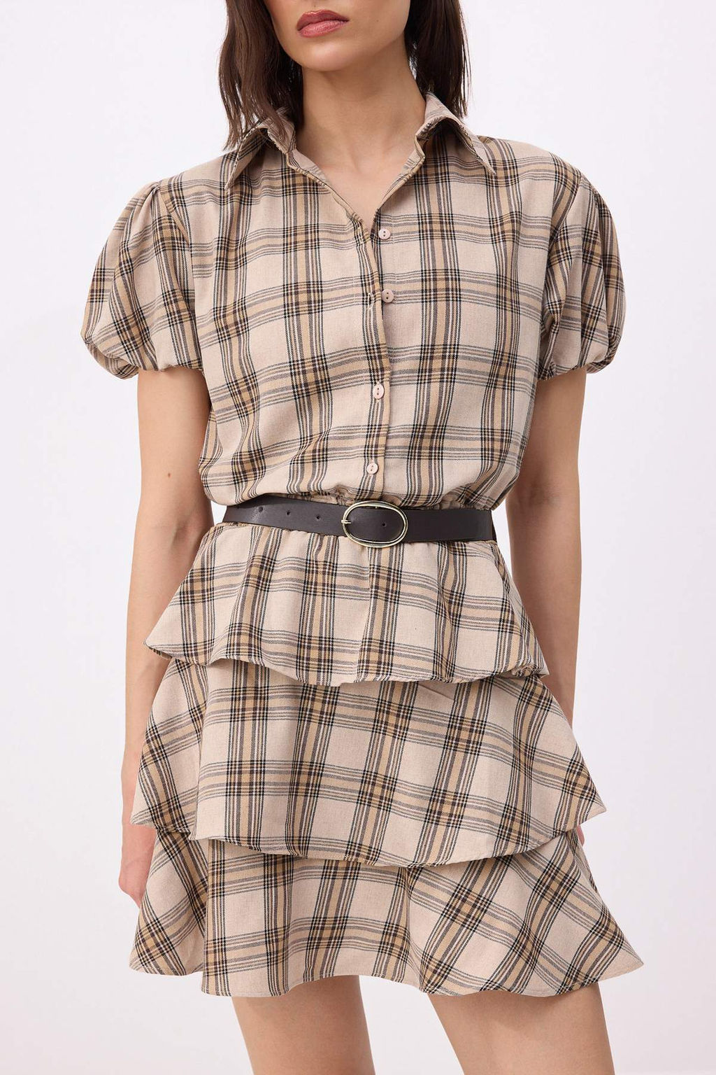 Cok Renkli Ekose / Kareli K?sa / Mini Dokuma Elbise TWOSS26EL00770 - Trendyolmilla фото 3