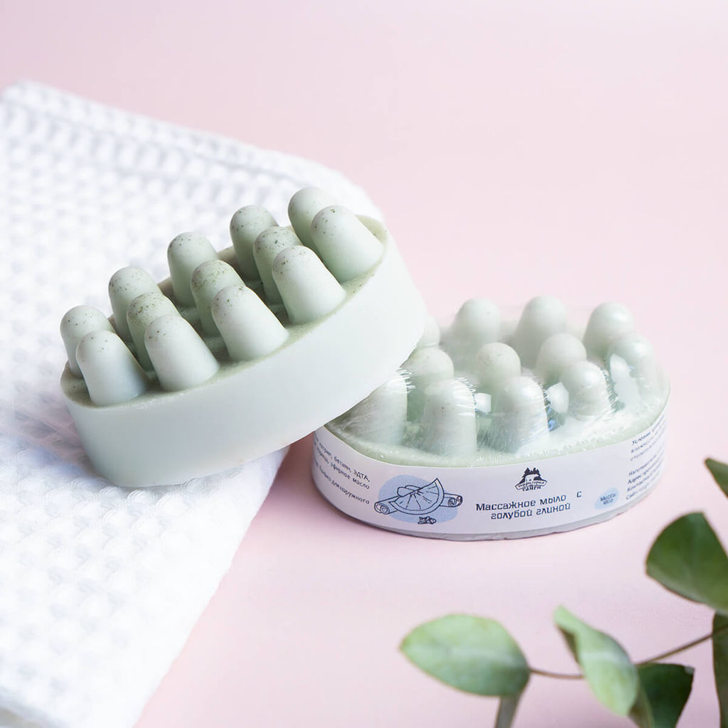 Мыло массажное с голубой глиной 100 г