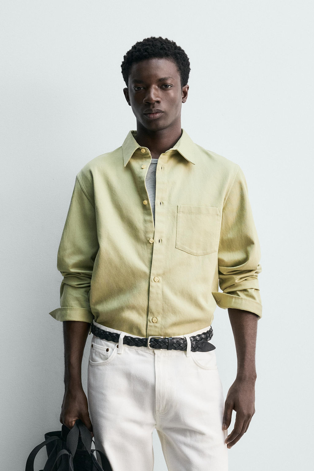 CAMISA DENIM FLUIDO REGULAR FIT / Verde / Crudo - Zara фото 2