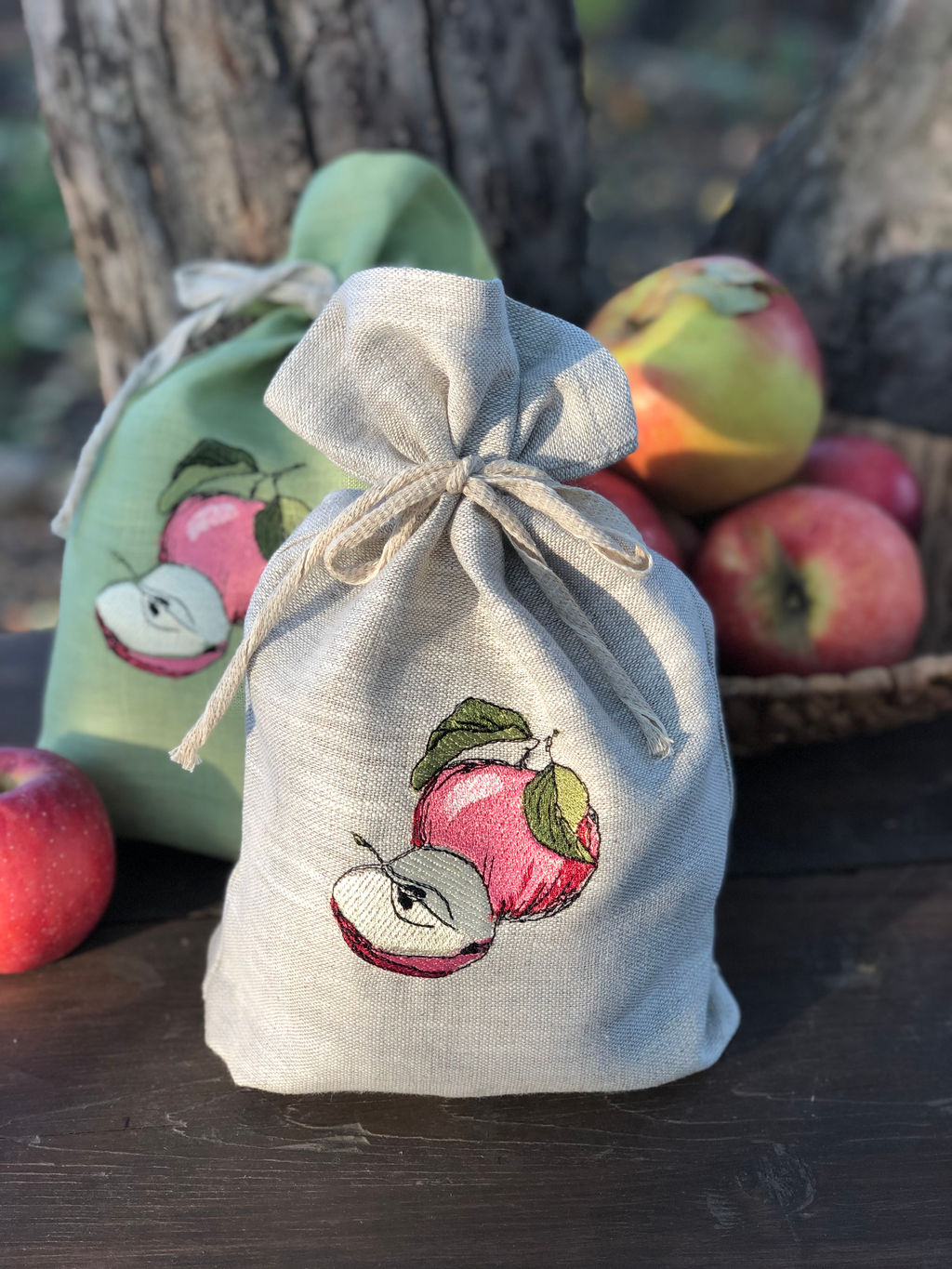 100% ЛЁН Мешочек Яблоки