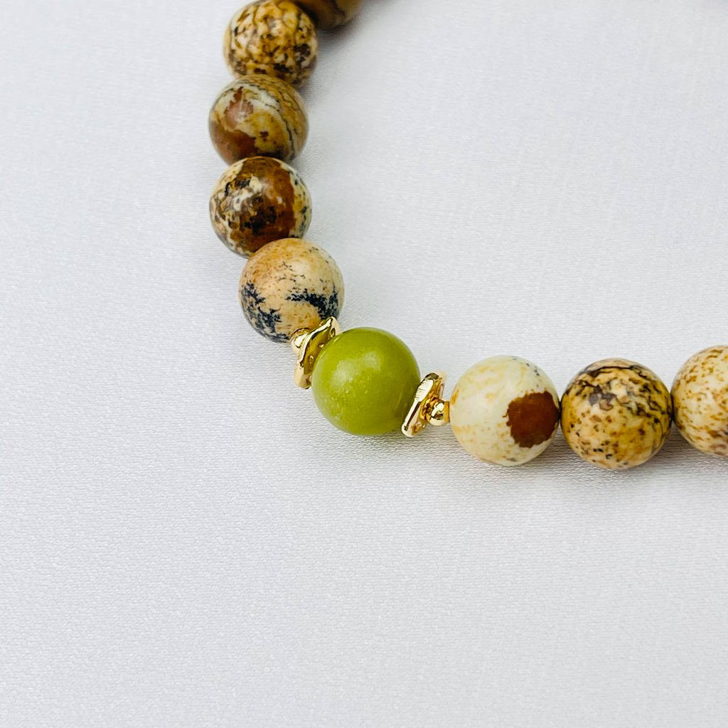 Браслет из песочной Яшмы и Змеевика 16,5 см - Радуга самоцветов фото 3