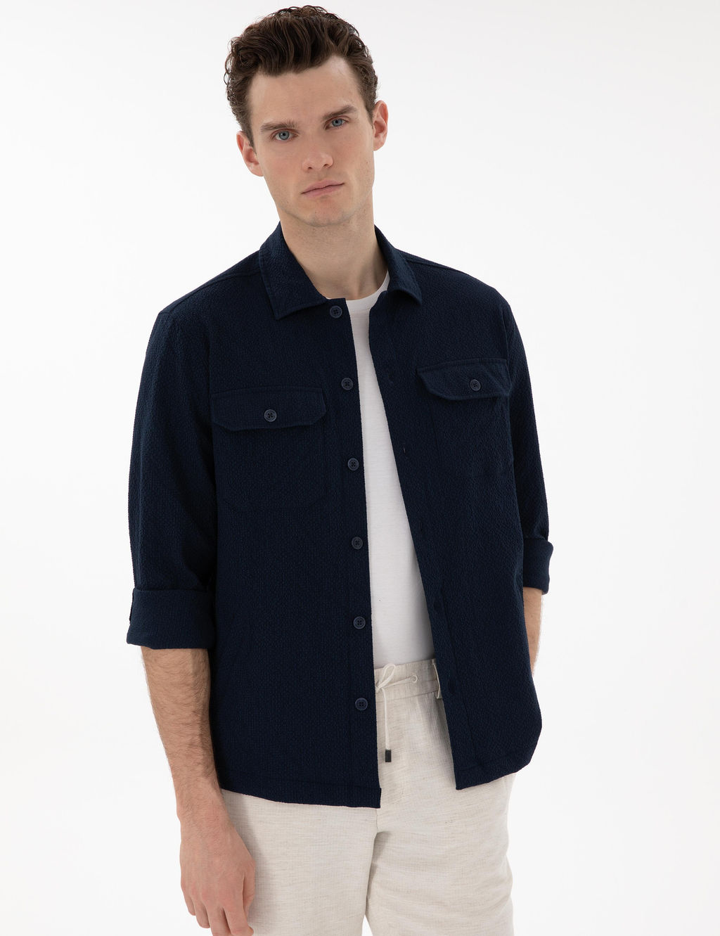 Рубашка Pierre Cardin Comfort Fit темно-синяя