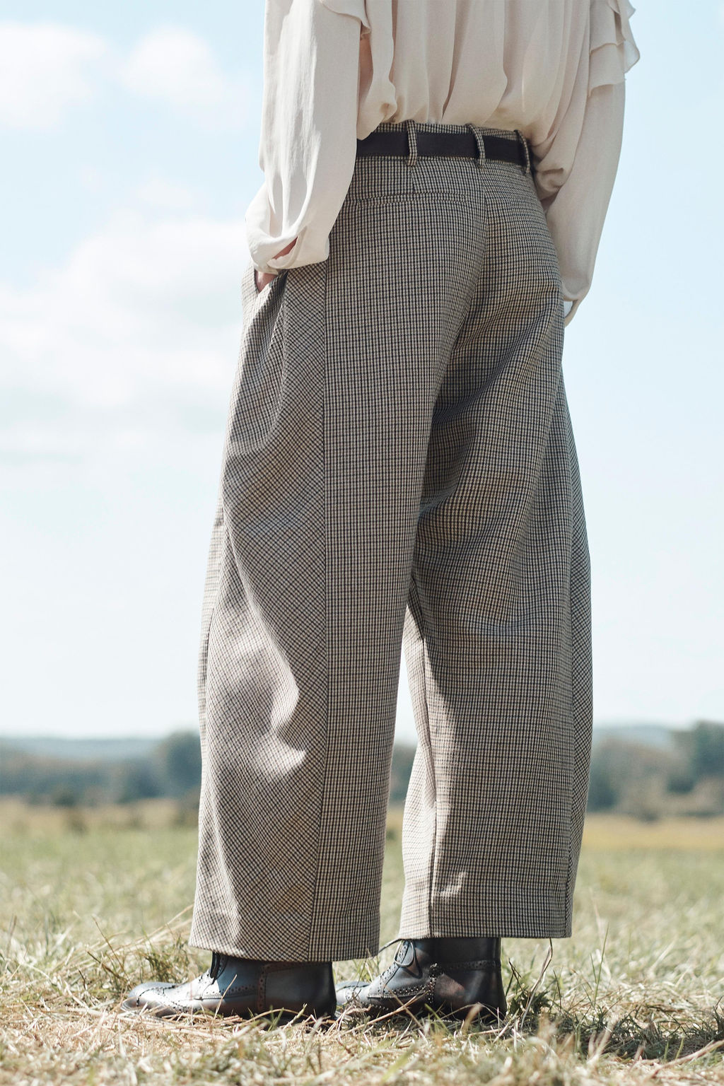 LIMITED EDITION BALLOON CHECK TROUSERS WITH WOOL