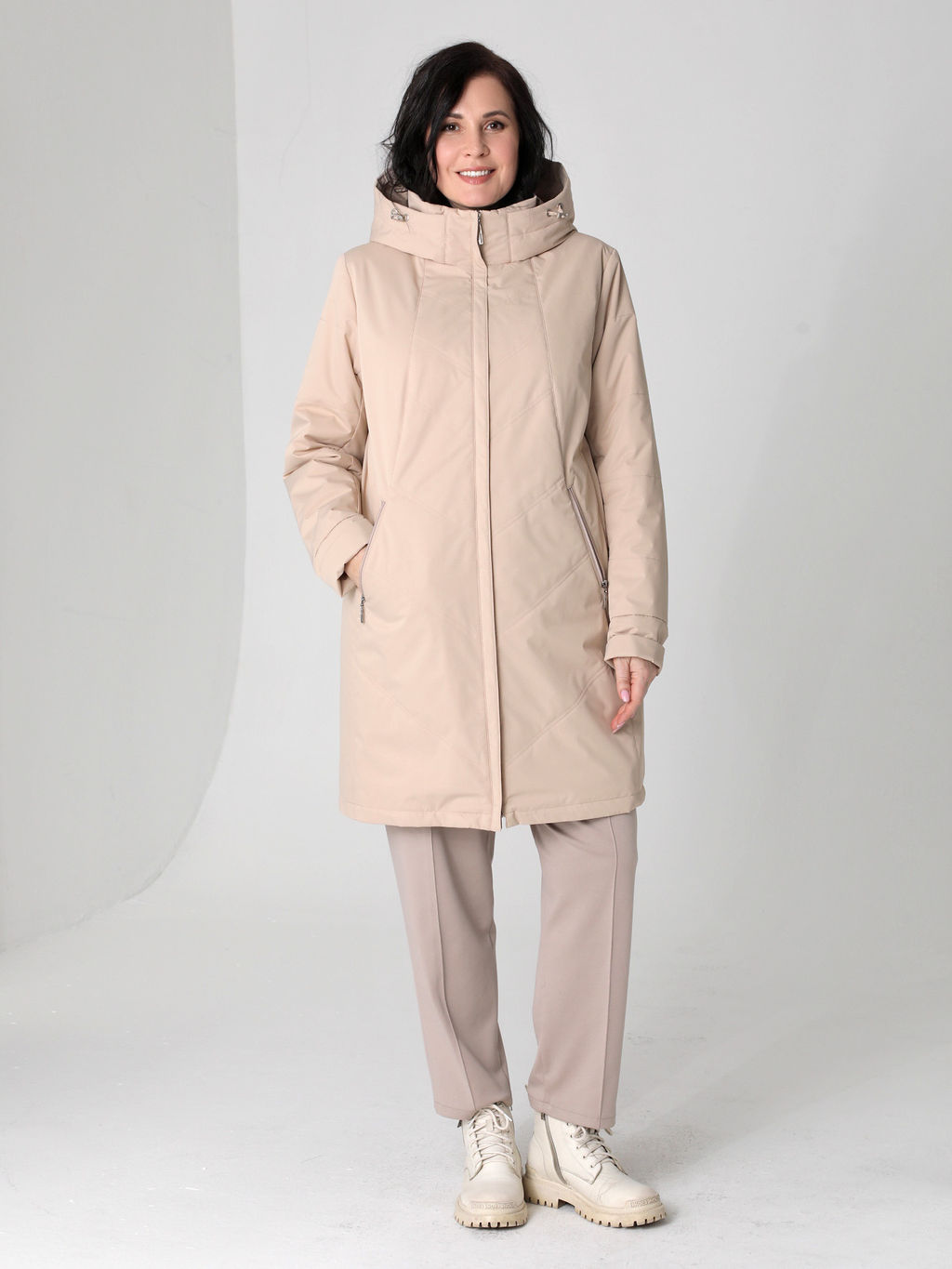 25119 Плащ утепл. св.бежевый - Dizzyway фото 2