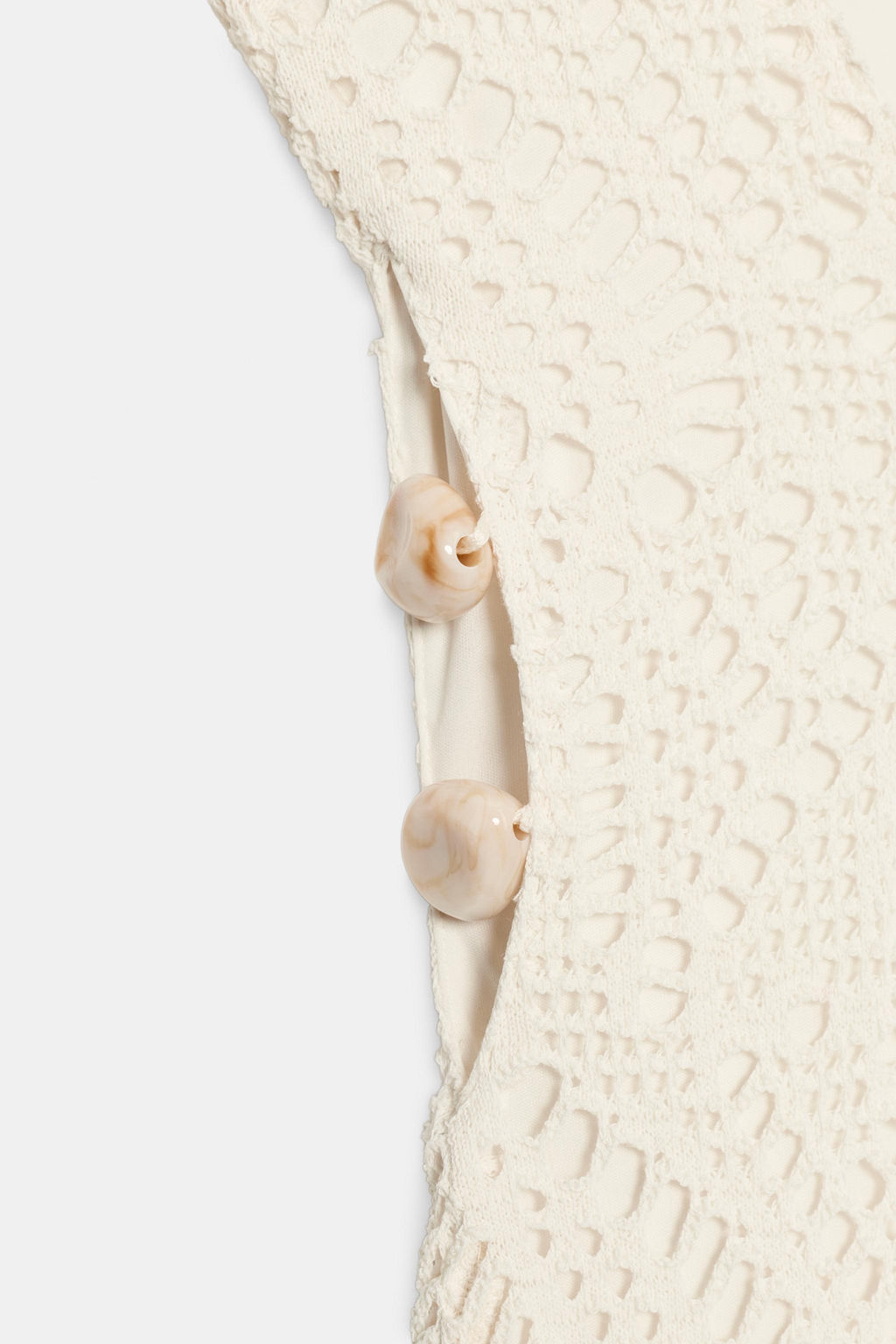 VESTIDO MIDI CROCHET CUT OUT ABALORIOS / Blanco roto - Zara фото 9