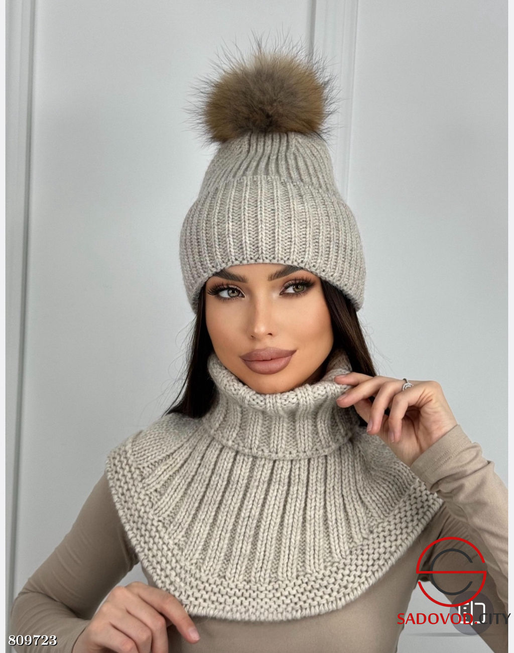 Набор 2в1 зимний комплект с натуральным мехом