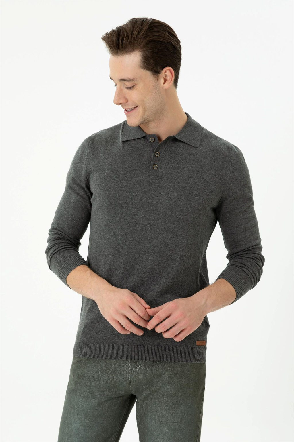 U. S. Polo Assn Мужской свитер антрацитового меланжа - U.s. polo assn фото 3