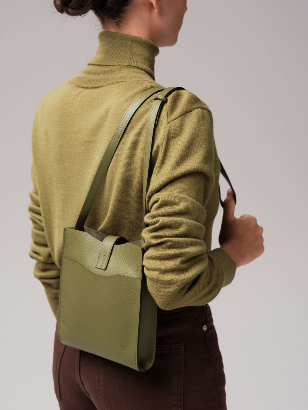 Кожаная сумка кросс-боди Leya DBR 30919 зеленая водоросль  фото 2