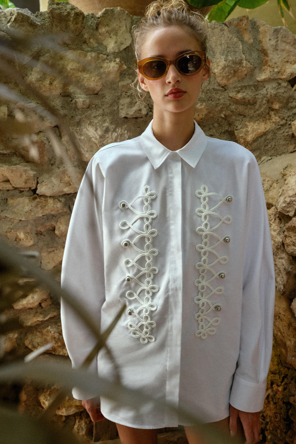 CAMISA POPEL?N ALAMARES / Blanco